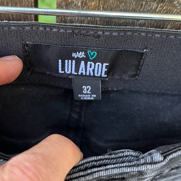 LulaRoe Charcoal Acid Wash Ankle Skinny Magic Waistband Jeans Sz 32 - Picture 2 of 14